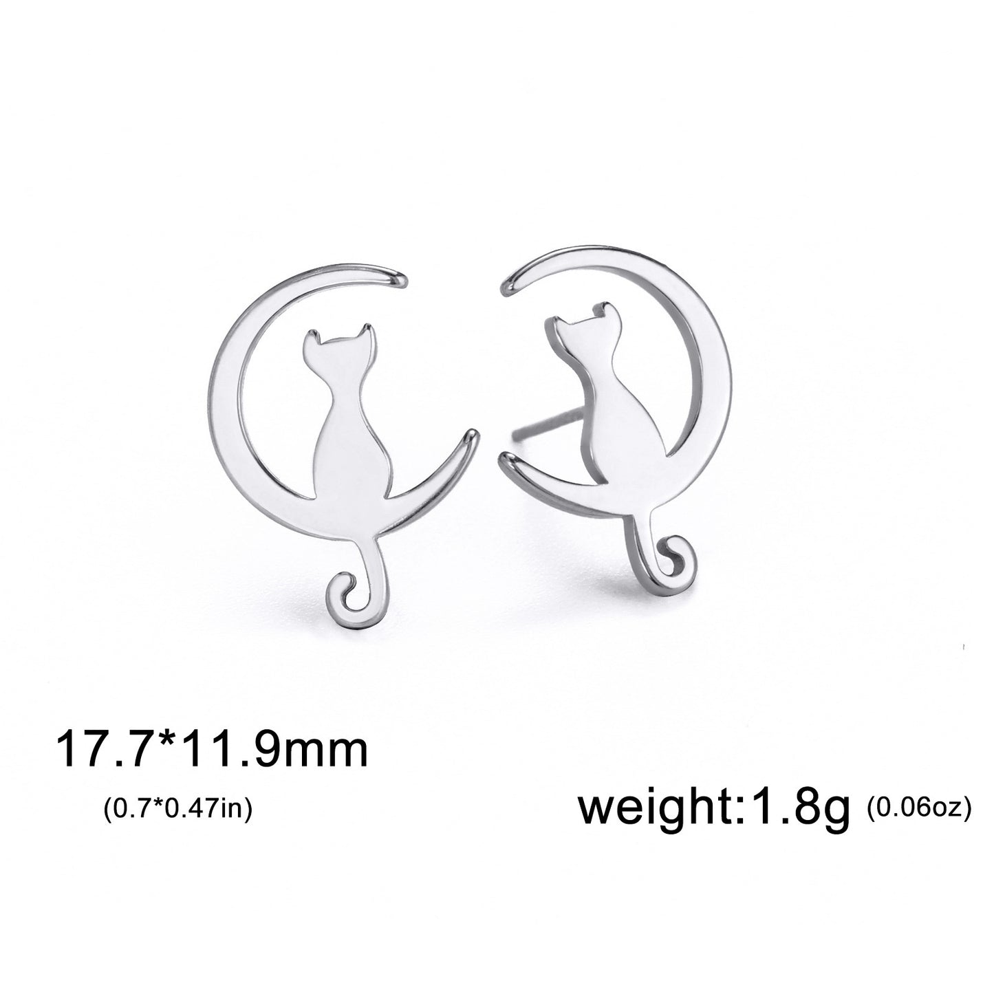 Fairy Tale Style Cute Sweet Moon Cat Ear Studs
