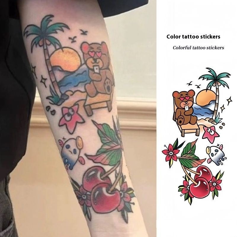 Color Flower Arm Waterproof Tattoo Sticker