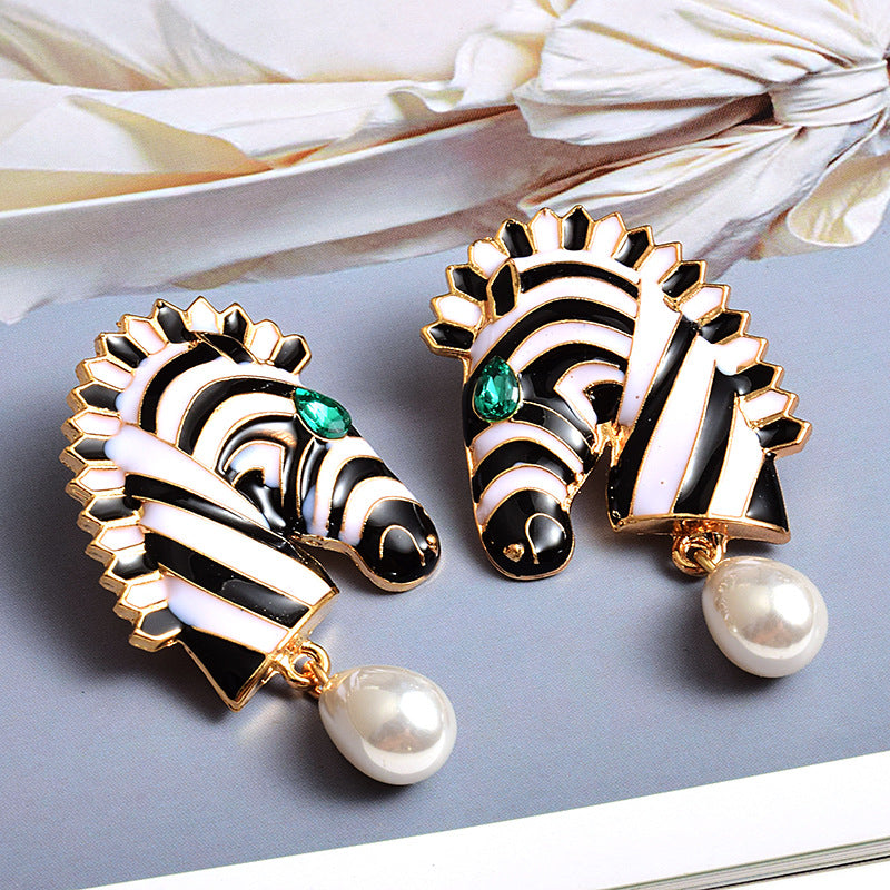 European And American Fashion Animal Horse Exaggerated Style Earrings