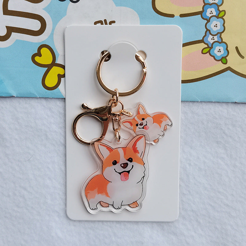 Cute Cartoon Puppy Pet Shiba Inu M Acrylic Transparent Double-sided Keychain