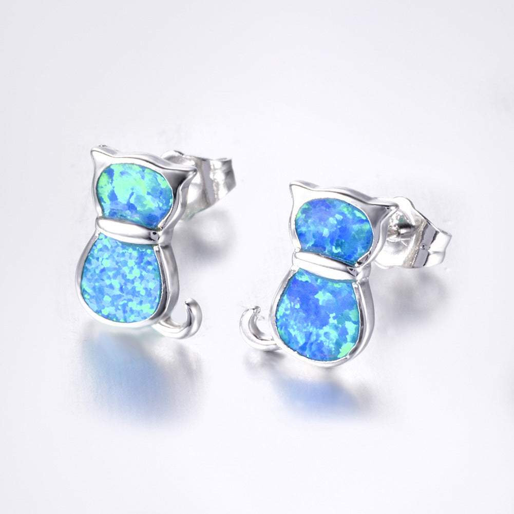 Women's Fashion Statement Cat Stud Earrings