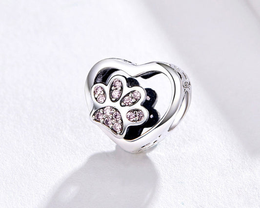 Heart shaped cat paw print beads