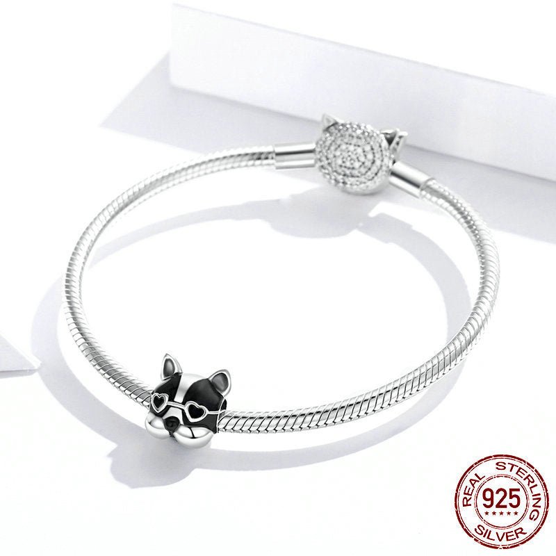Cute Dog 925 Silver Bracelet Beads, Dripping Cute Animal Bracelet DIY Accessories