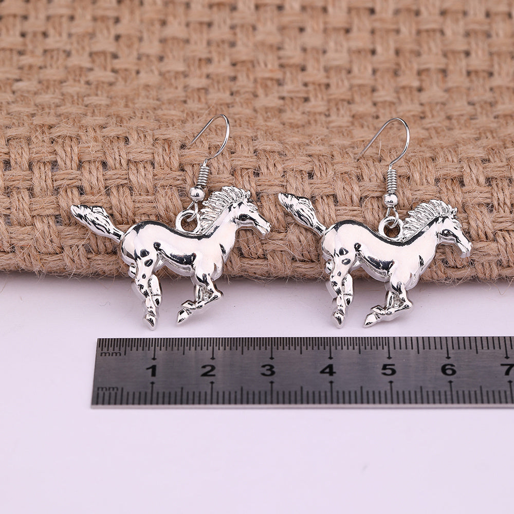 Little Cute Alloy Jewelry Zodiac Animal Horse Earrings