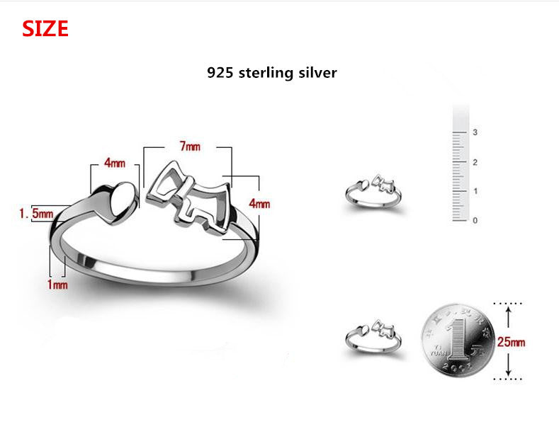 Zircon Opening Adjustable S925 Sterling Silver Ring