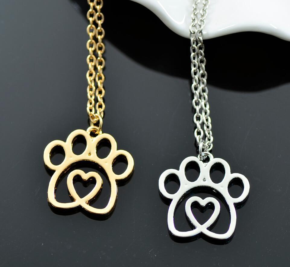 K900 Foreign Trade Hot Selling New Pet Footprint Pendant Hollow Love Dog Paw Necklace Jewelry Manufacturer Wholesale