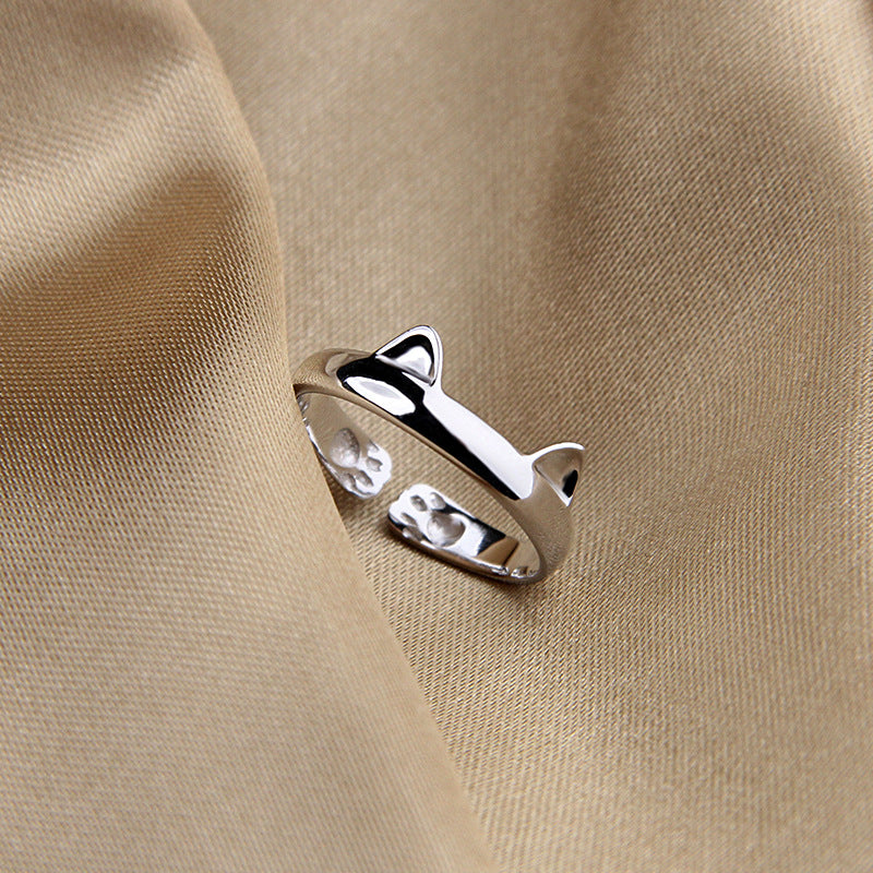 Cat Paw Ring 925 Sterling Silver Ring Ring Cute Pet Cute Cat Ear Ring Totoro Ring