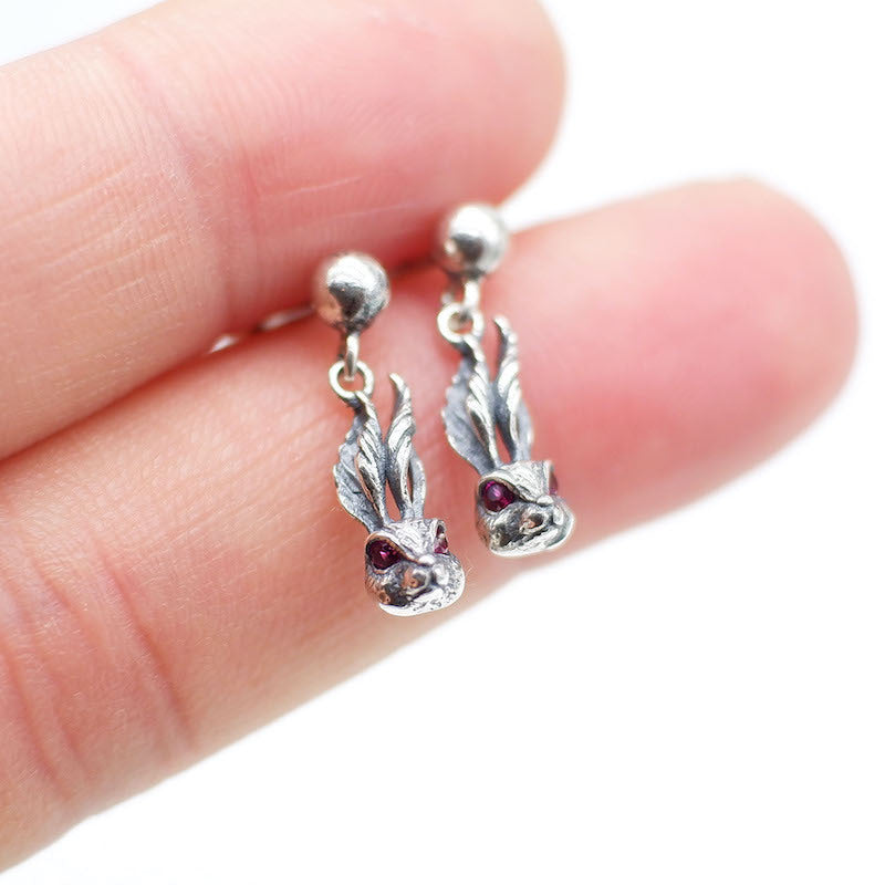 Vintage Thai Silver Small Animal Ear Bone Stud Earrings Earrings Earrings