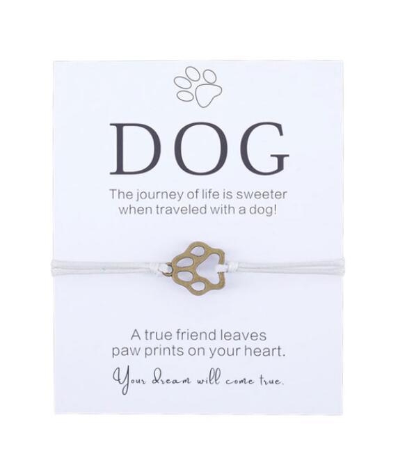 Friendship Bracelet Gift for Him Paw Print Bracelet Dog Lover Gift Dog Lover Jewelry Wish Bracelet Gift for Pet Dog Parents