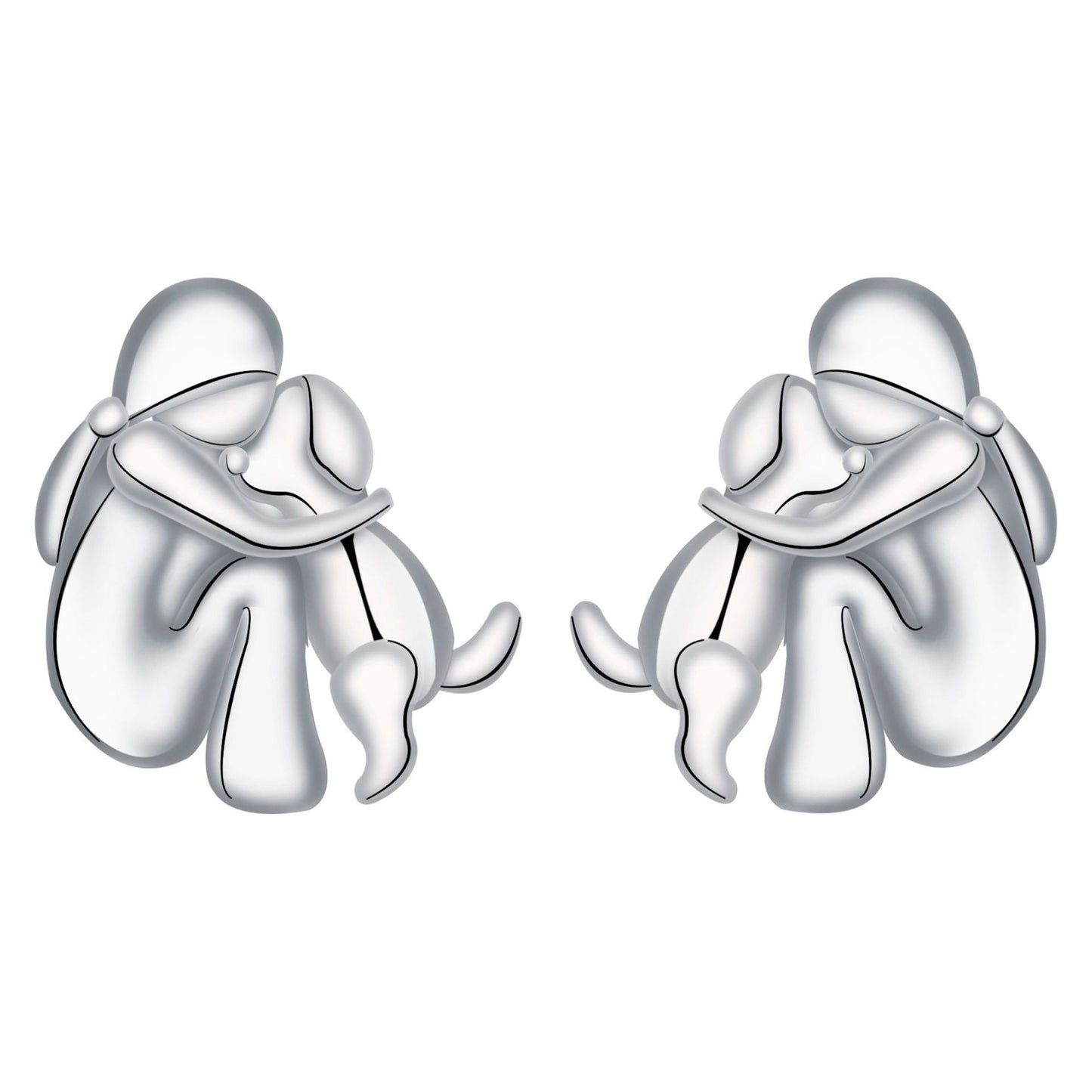 Girl And Dog Ear Studs Women's Light Luxury Minority High Sense