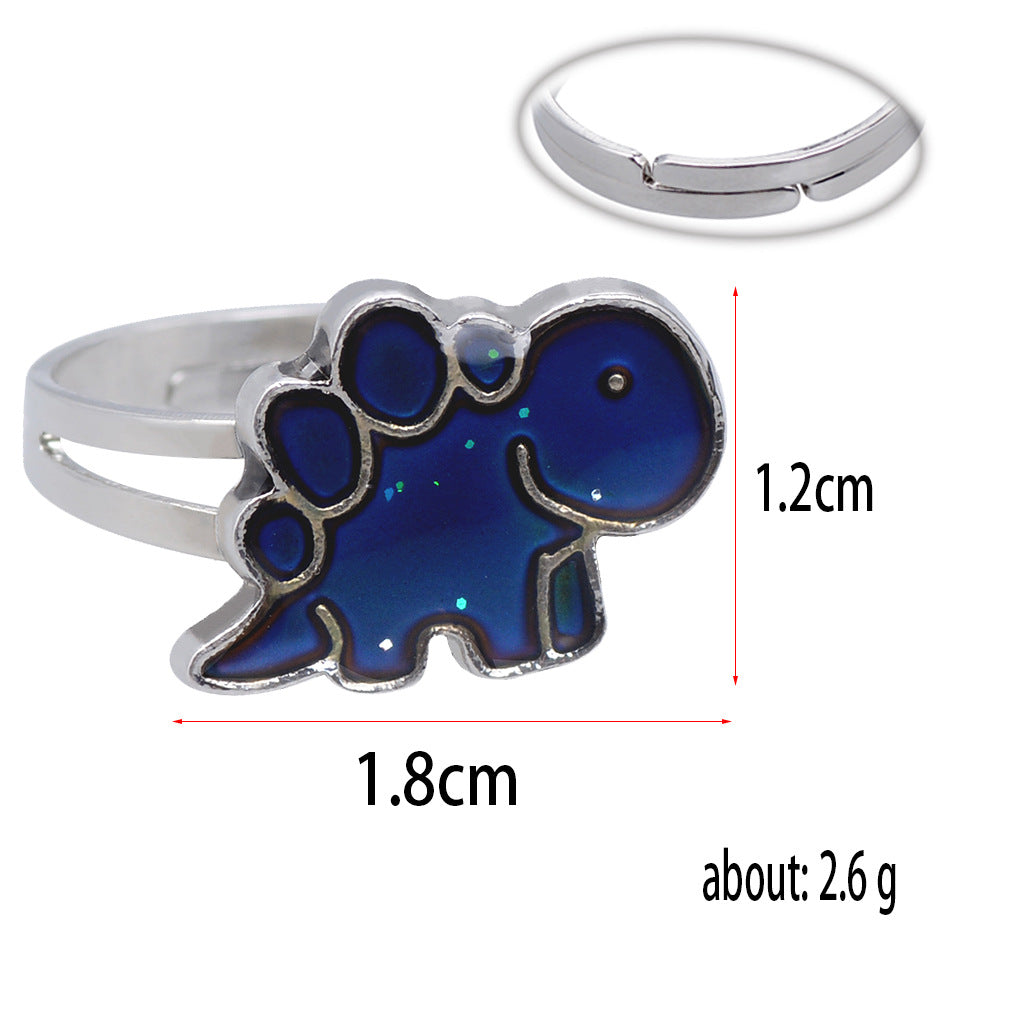 Fashion Cartoon Little Dinosaur Ring Thermochromic Ring