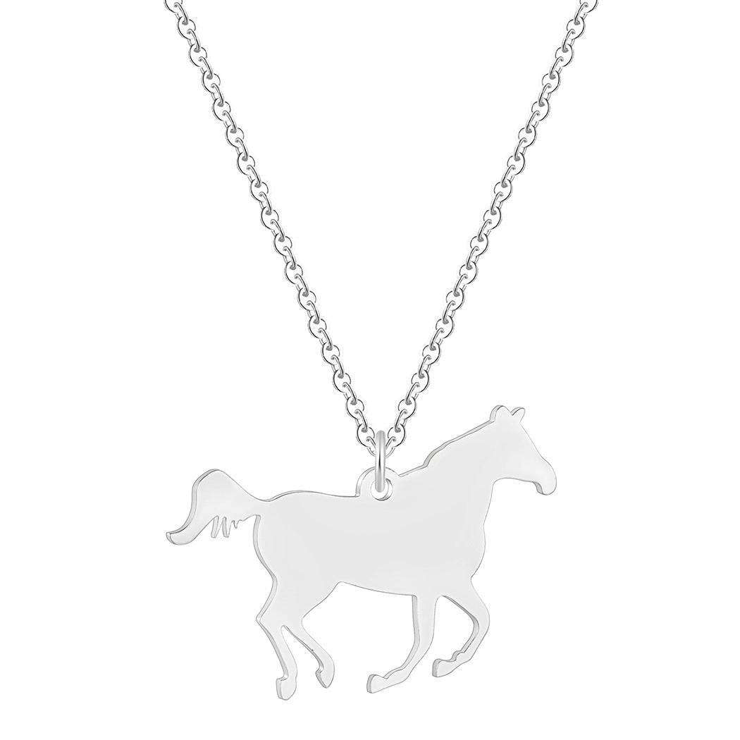 Animal stainless steel horse zodiac pendant necklace