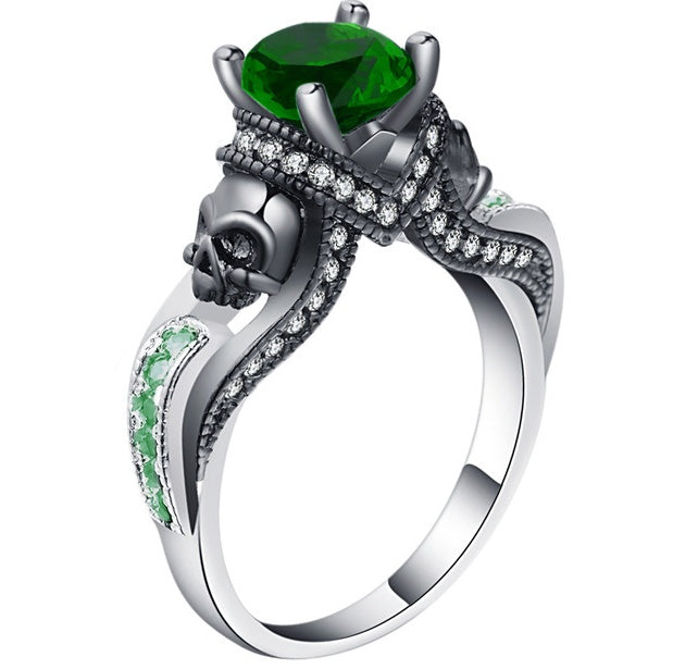 Hainon Women's Skull Ring European and American Punk style Motor Biker Men Party Ring Birthday stone skull men's jewelry Rings