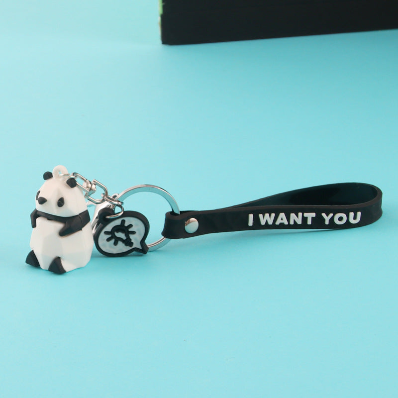 Cartoon geometric face animal keychain
