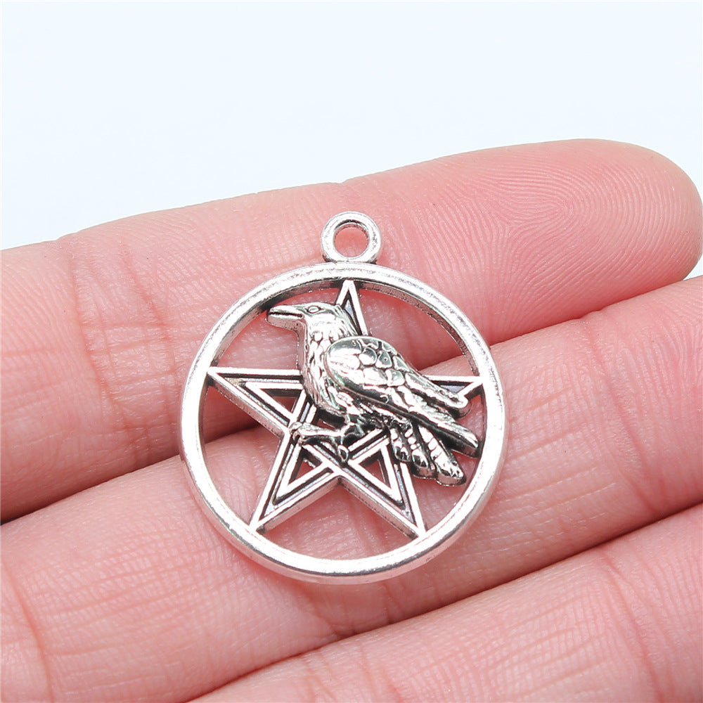 Women's Creative Hip Hop Rock Pentagram Crow Shape Pendant Jewelry Accessories