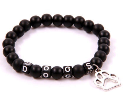 8MM Energy Scrub Volcanic Stone Yoga Bracelet DOGS Dog Claw Pendant Letter Bracelet