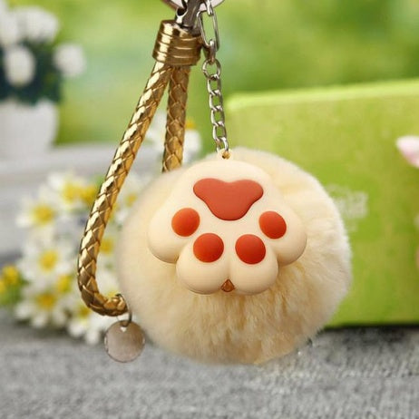 Cute Cat Paw Plush Keychain