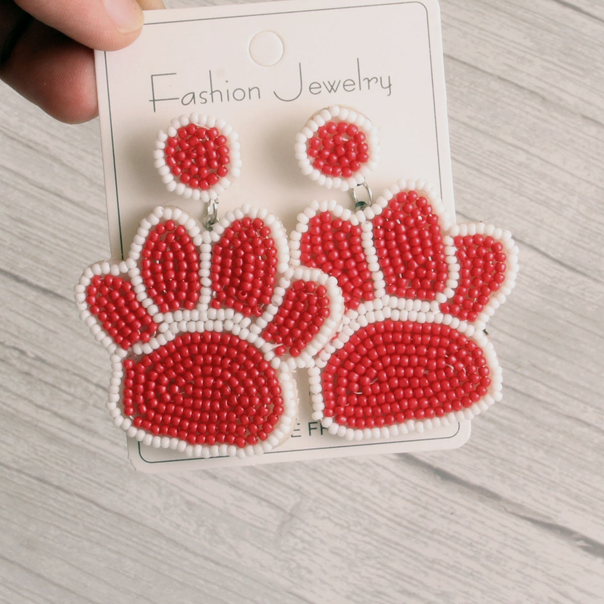 Handmade Fashion Creative DIY Bead Dog Paw Prints Earrings