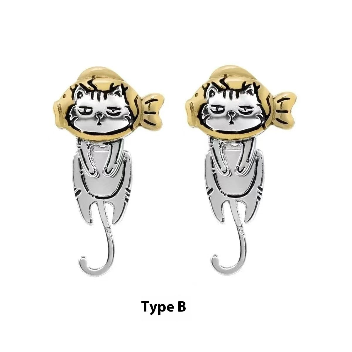 Graffiti Cat Earrings Original Niche Sweet Cool