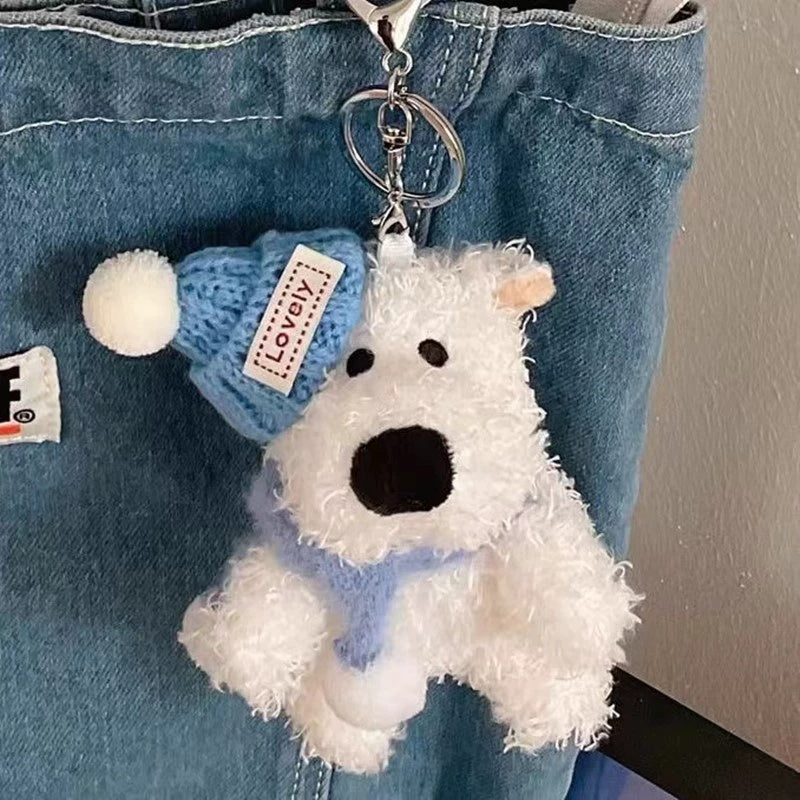 Cute West Highland Plush Pendant Cartoon Puppy Fur Doll Keychain