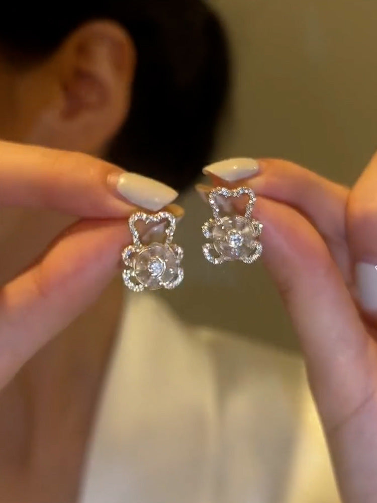 Rotatable Bear Earring Temperament Design Sense