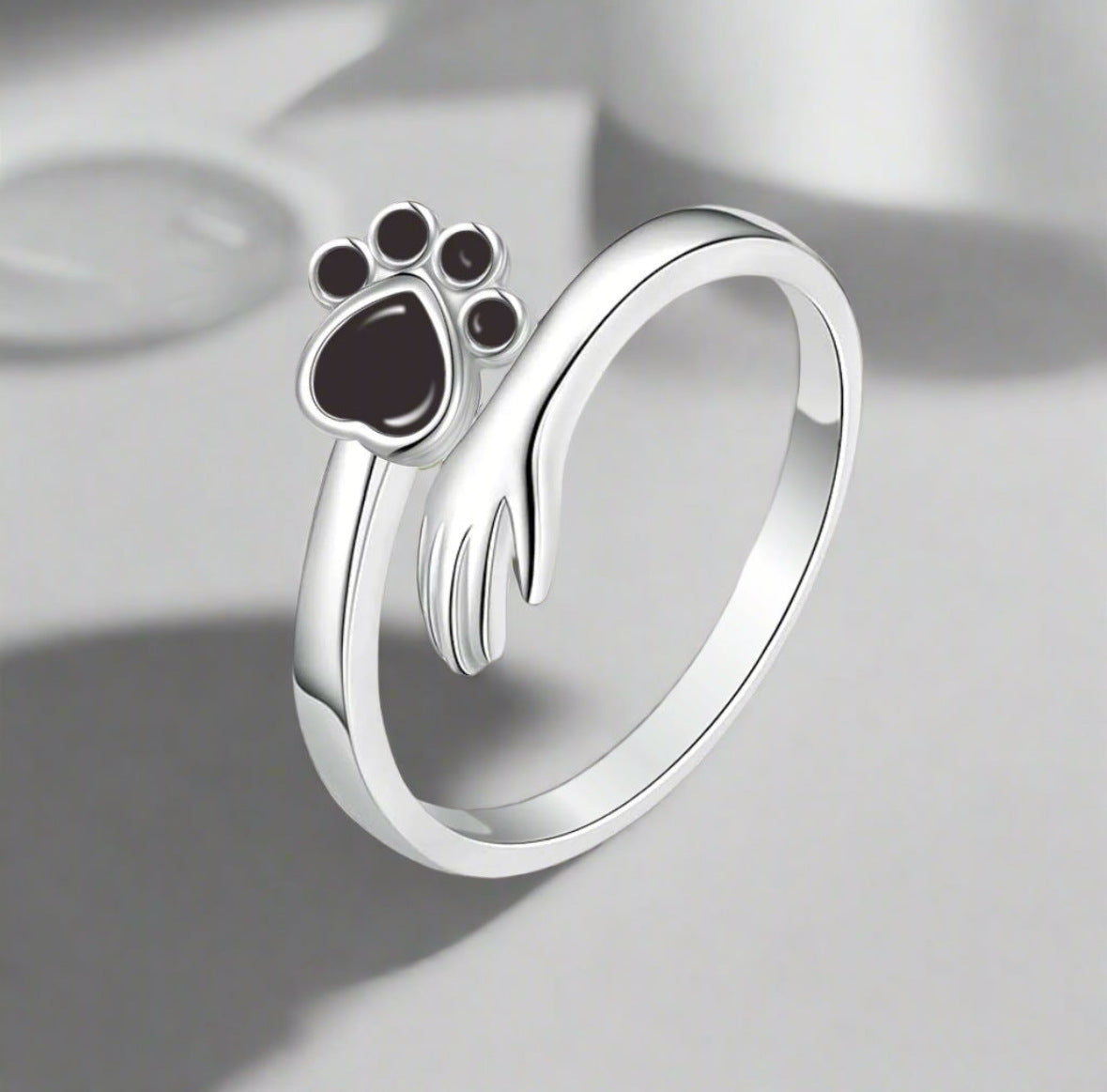 Cute Animal Cat's Paw Footprints Zircon Ring