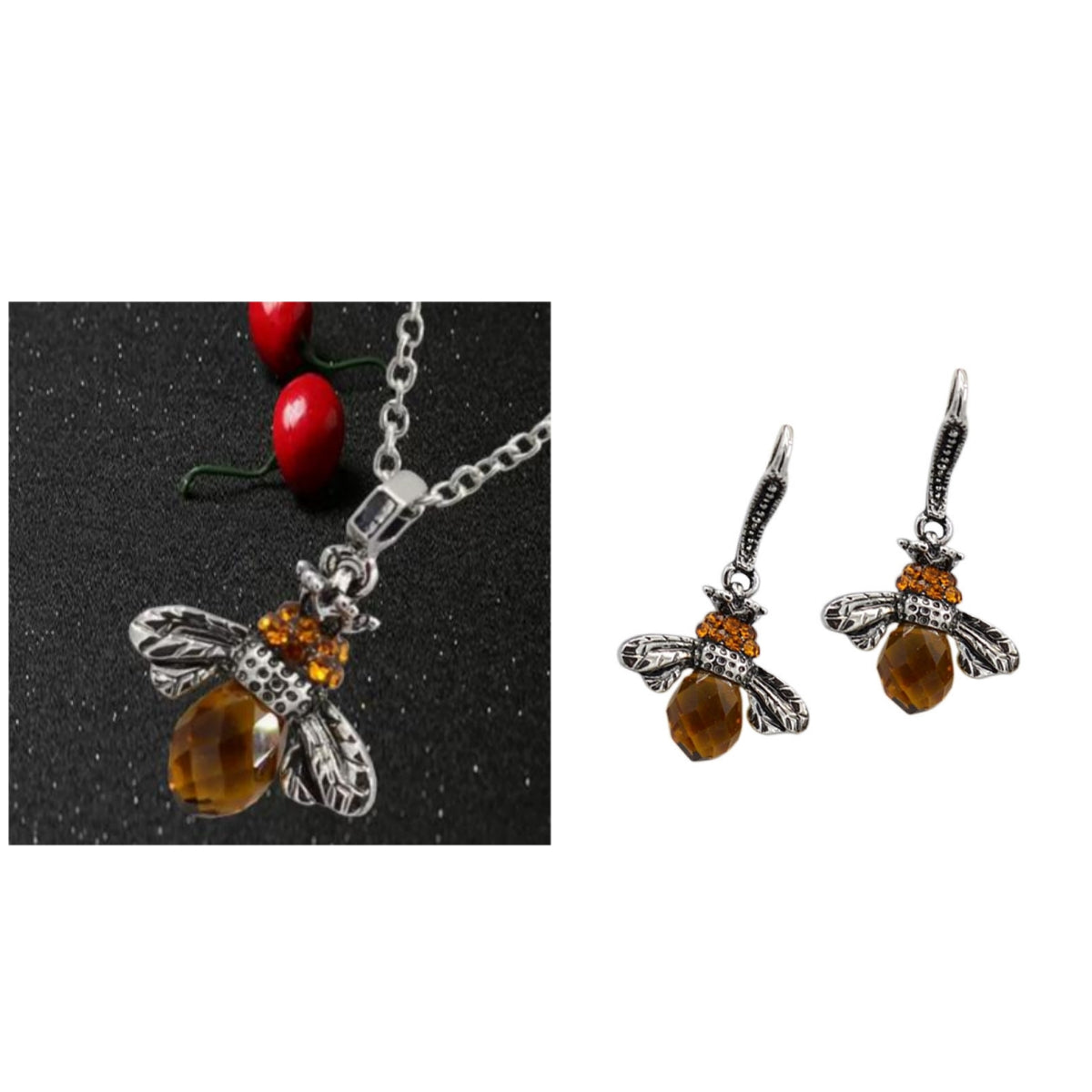 Fashion Simple Animal Shape Bee Crystal Rhinestone Earrings