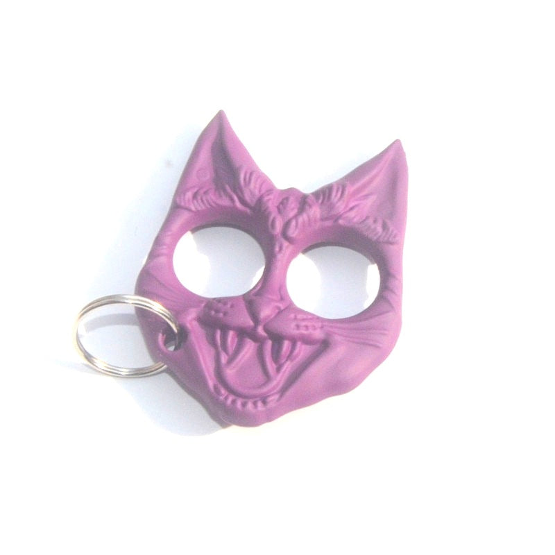 Black Cat Head Keychain Plastic