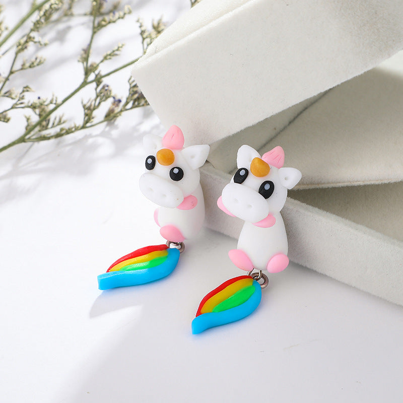 Fashion Colorful Animal Polymer Clay Earrings