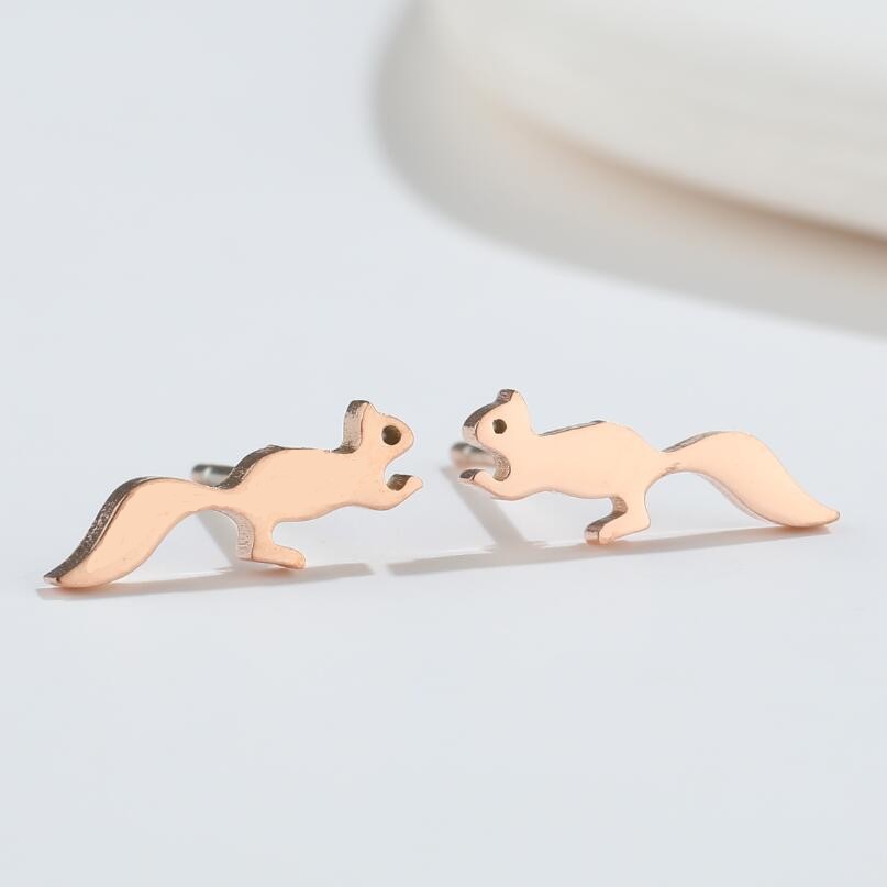 Big Tail Fox Running Animal Stud Earrings