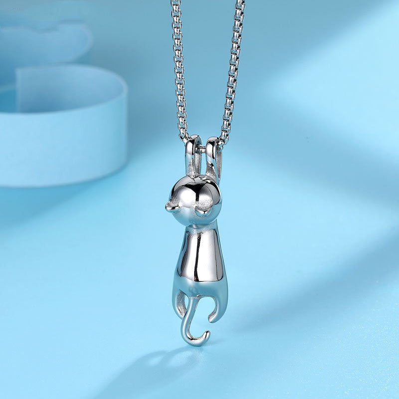 Cat Necklace Pendant Titanium Steel Necklace Peeping Cat