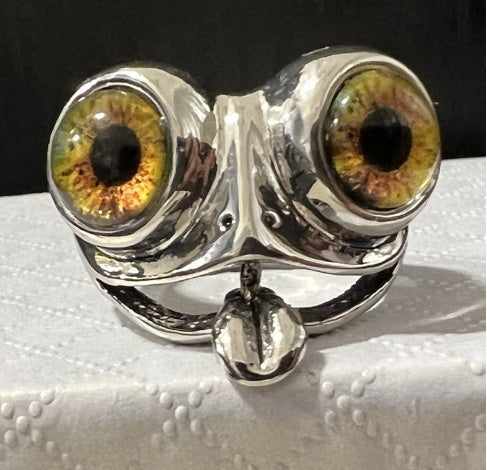 Alloy Big Eyed Frog Adjustable Animal Ring