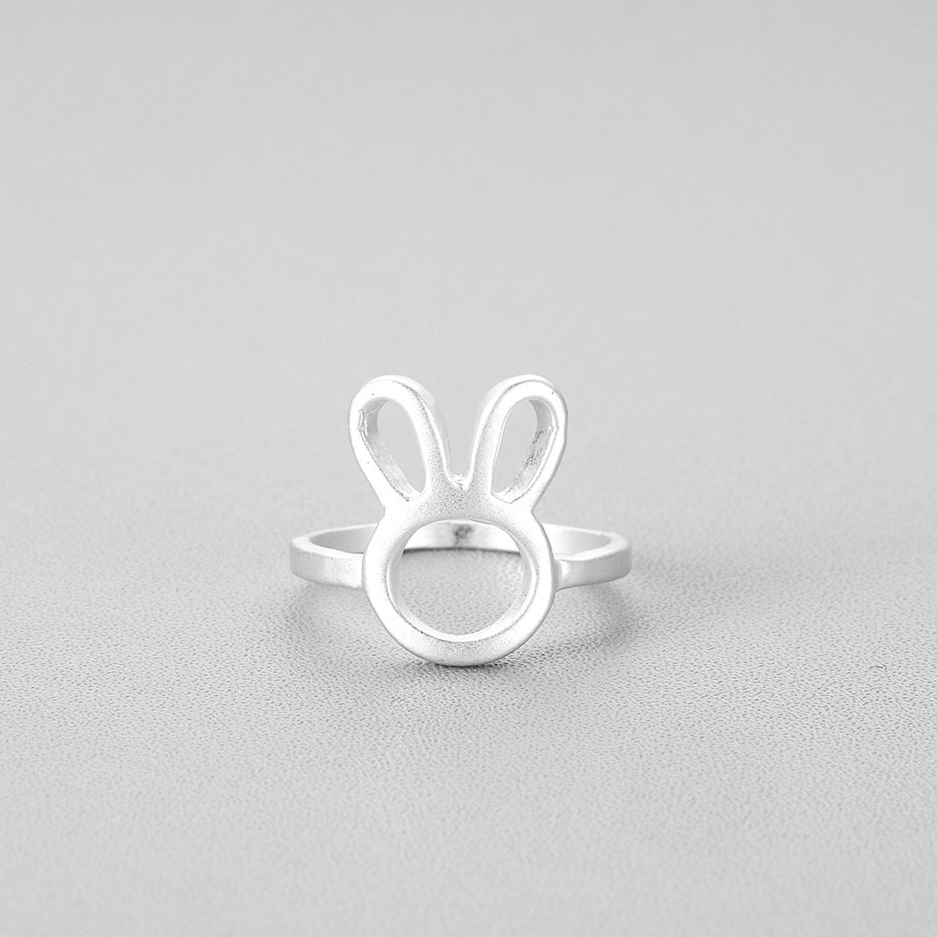 Alloy Hollow Cute Rabbit Animal Food Ring Ring Tail Ring