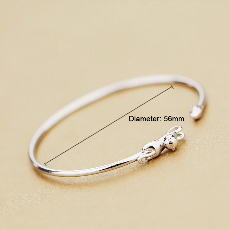 Fashionable Cute S925 Silver Cat Bracelet