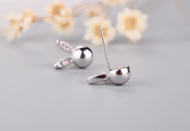 Cute Diamond Ear Animal Rabbit Earrings 925 Sterling