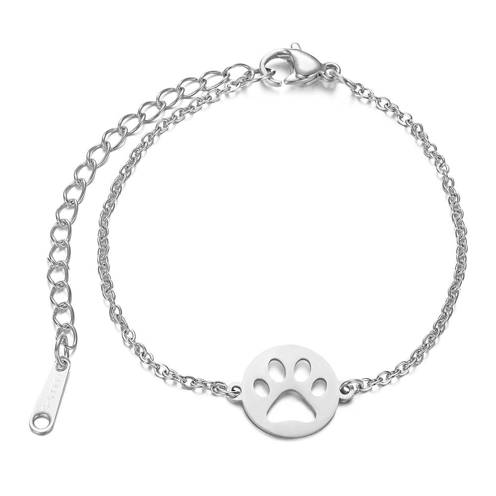 Titanium Steel Jewelry Hollow Golden Animal Paw Print Stainless Steel Thin Chain Bracelet