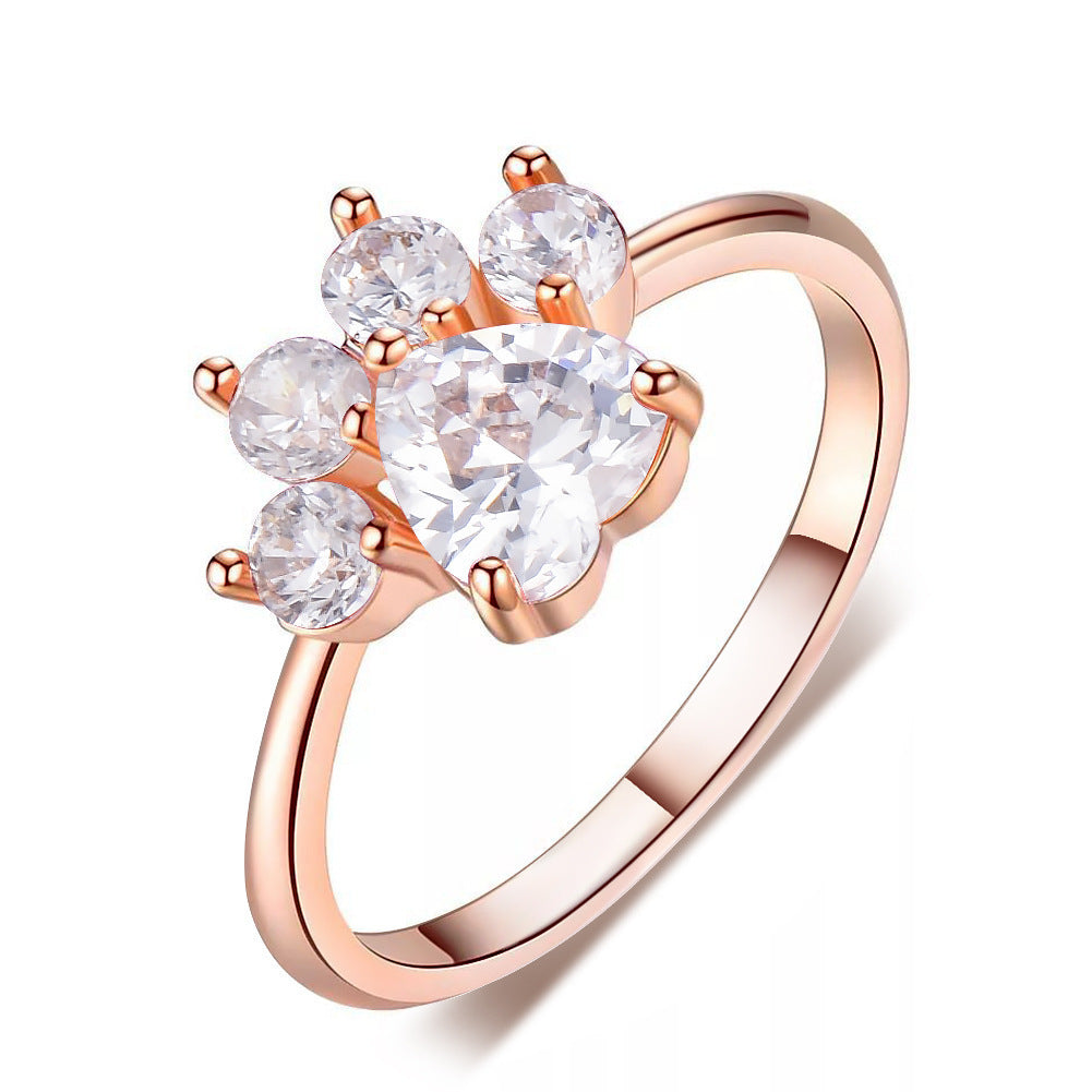 Small paw footprint ring
