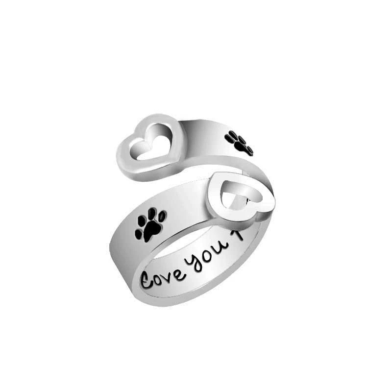 Love dog paw hollow ring