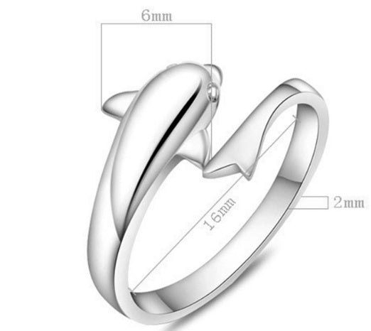 JEXXI New High Quality Jewelry Wholesale Fashion Cute Dolphin Ring Adjustable Wedding 925 Sterling Silver Rings for Women