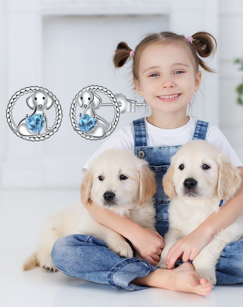 Cute Animal Dog Ear Studs 925 Silver Needle