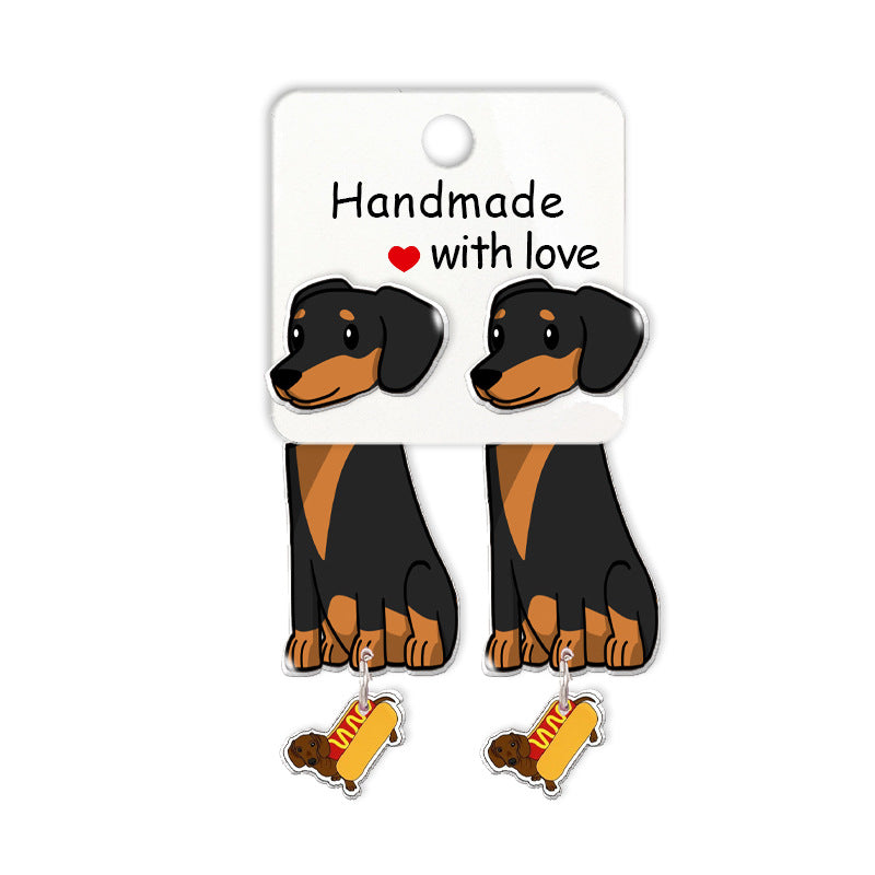 Cute Animal Dachshund Stud Earrings Cartoon Puppy