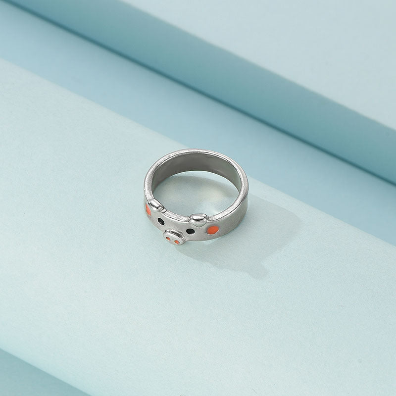 Pig Zodiac Animal Dripping Oil Ring Jewelry