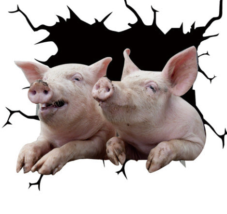 Piggy Sticker Creative Broken Hole Window Static Sticker