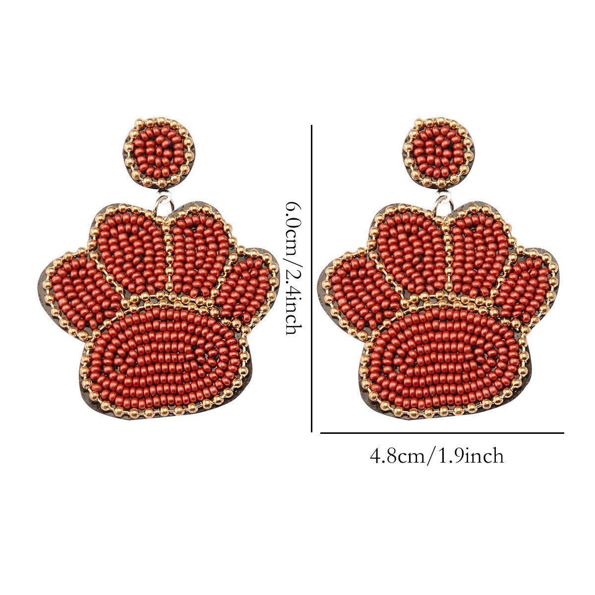 Handmade Fashion Creative DIY Bead Dog Paw Prints Earrings