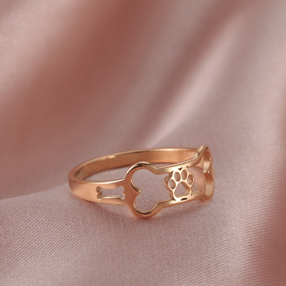 Fashion Bone Animal Dog Footprint Ring