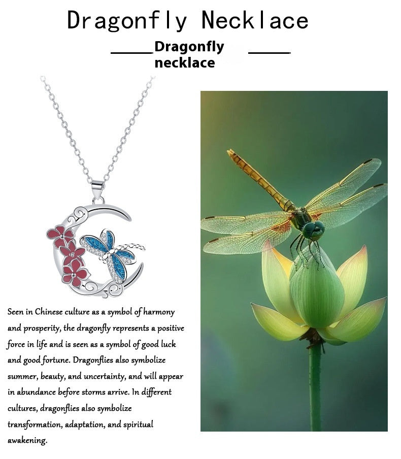 Fashion Romantic Retro Dragonfly Ornament Necklace Female Pastoral Style Jewelry
