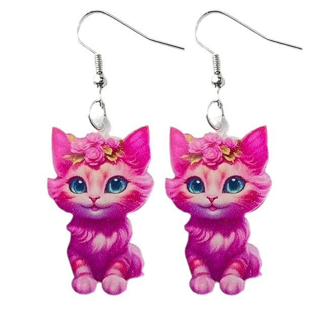 Funny Earrings Acrylic Cat Disco Laser Sphere Moon Alien Universe Fly
