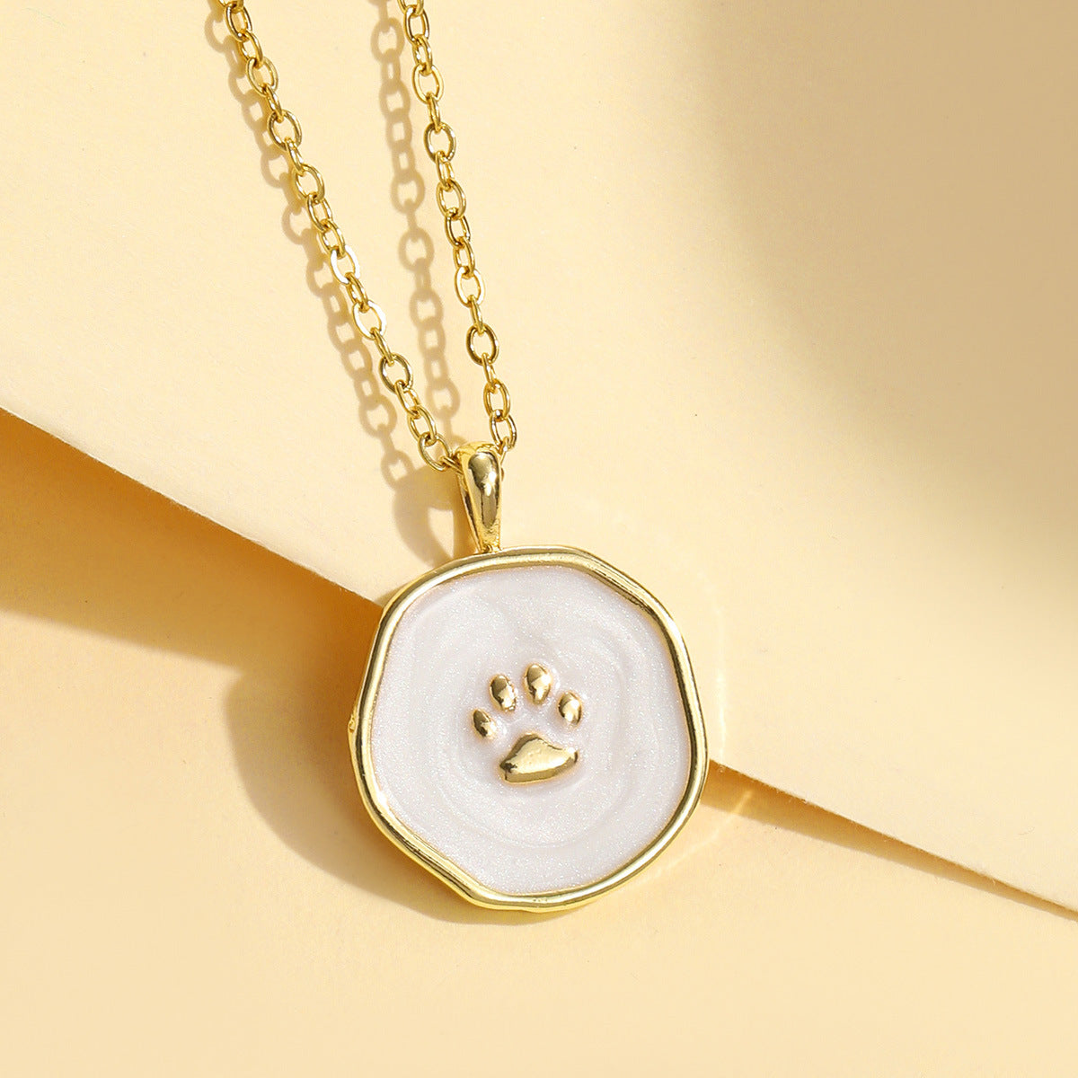 18K Real Gold Plated Drop Oil Cat's Paw Dog's Paw Pendant Necklace