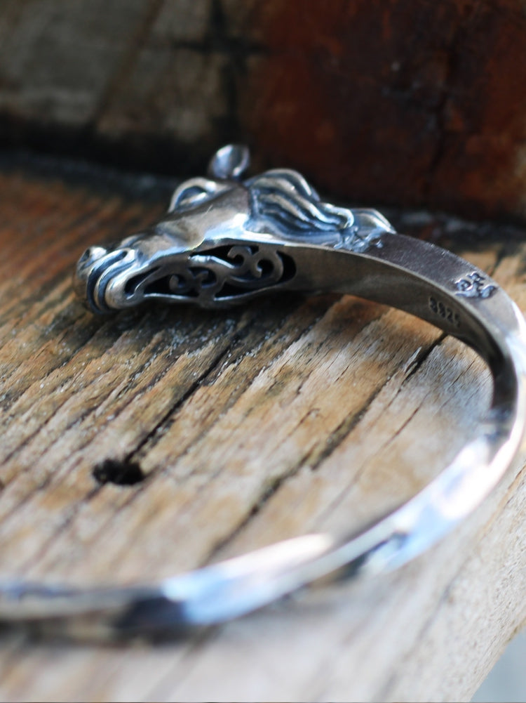Handmade Bracelet Sterling Silver Horse Head Shape Men's Opening