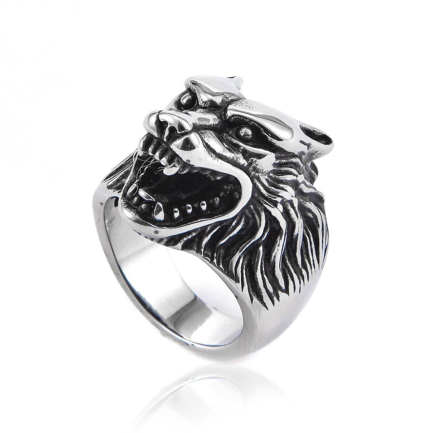 Jewelry Domineering Wolf Head Titanium Steel Ring Retro